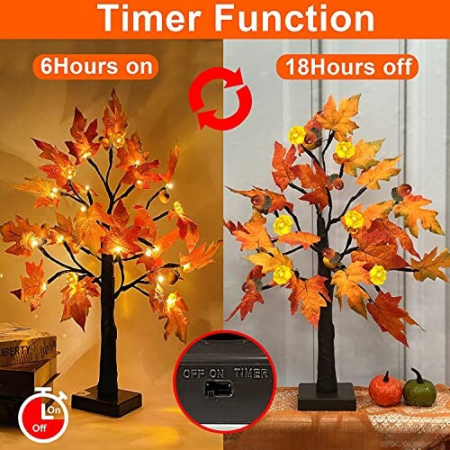 LED autumn leaf tree lights with timer function