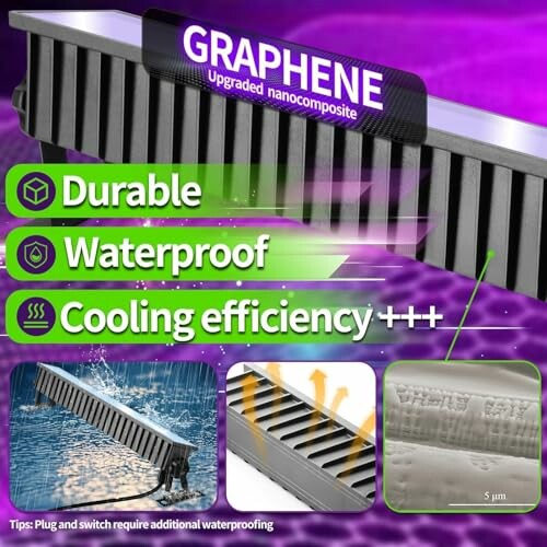 Graphene nanocomposite with durability, waterproofing, and cooling efficiency features.