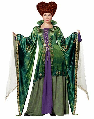 Woman in green medieval-style costume with long sleeves